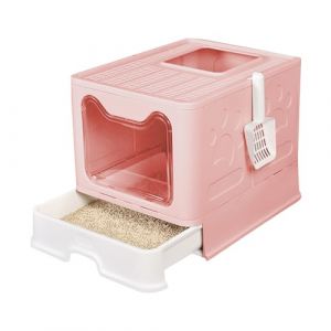 Caisse litiere pour Chat,Bac a litiere pour Chat,Litieres fermée Pours Chats,Anti-Fuite, Pours Chats Adultes, Chatons,Ouverture en Haut(51x41x38 cm,Rose Cerise) (zvzhano, neuf)