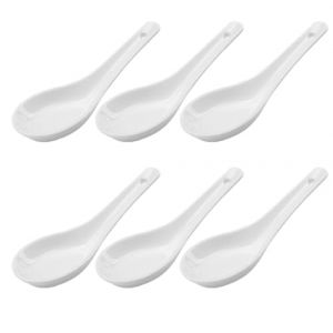 LATRAT Lot de 6 cuill&egrave;res &agrave; soupe en c&eacute;ramique, cuill&egrave;res &agrave; soupe, cuill&egrave;res en porcelaine, cuill&egrave;res de service pour bols &agrave; riz, ramen, entr&eacute;es, desserts, blanches (LATRAT Direct, neuf)