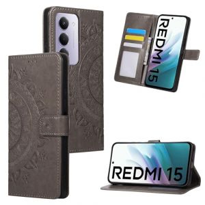 HTDELEC Coque pour Xiaomi Redmi 15 4G Gris,Housse en Cuir Premium Flip Case Portefeuille Etui avec Stand Support et Carte Slot - Gris (SZhuitongda, neuf)