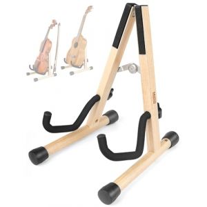 MUSO Support de violon avec support pour archet, ukul&eacute;l&eacute;, support en bois pour mini guitare, banjo et mandoline (bois naturel) (Muso Music Accessories And Gifts, neuf)