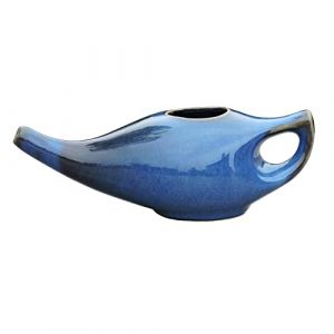 Ancient Impex Pot Neti en céramique avec 05 sachets de sel de Neti pour nettoyage nasal – Couleur bleue élégante dégradée (ANCIENTIMPEX, neuf)