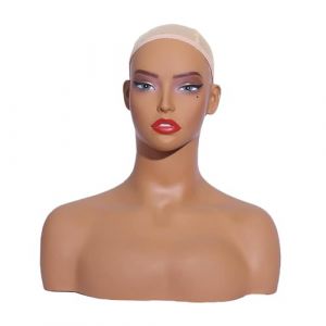 perfeclan Tête de mannequin féminin avec maquillage de rack de casquette réaliste modèle de têtes de perruque avec affichage d'épaule pour chapeaux verres de (PERFECLAN, neuf)