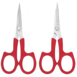 VALICLUD 2 Pièces ciseaux de maquillage rouge ciseaux de beauté sourcil front outil de beauté Ciseaux de toilettage aux cheveux faciaux cisailles à cheveux pour femmes Acier inoxydable (SHUI LIAO, neuf)