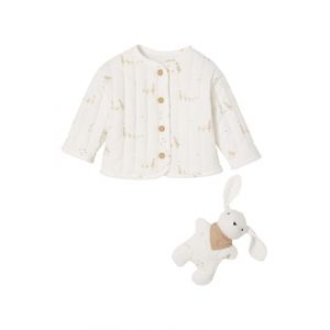 VERTBAUDET Veste b&eacute;b&eacute; matelass&eacute;e en Velours + Doudou Coffret Cadeau Naissance &eacute;cru 3M(60CM) (VERTBAUDET, neuf)