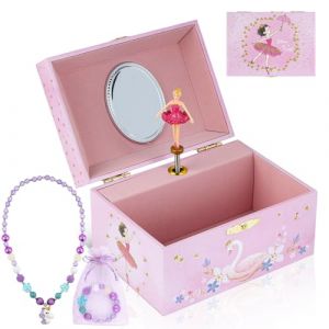 hombrima Boîte à Bijoux de Musique avec Bracelet de collier, Boîte de Réception de Bijoux de Musique avec un ensemble cadeau de Ballerine Rotative pour les filles d'enfants filles d'enfants (AnYing EU, neuf)