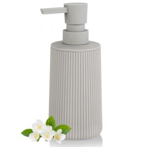 Distributeur Savon Beige pour Salle de Bain, Rechargeable Distributeur Liquide Vaisselle, Distributeur Savon Cuisine pour Plan de Travail (Beige) (AJEUNGAIN, neuf)