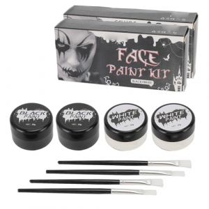 Jauarta Pigment de Pigment de Visage Noir et Blanc Professionnel, Pigment de Maquillage du Corps pour Clown, Zombie, Squelette, Web Araignée et Maquillage Fantôme, Idéal pour les Fêtes (Huseifer, neuf)