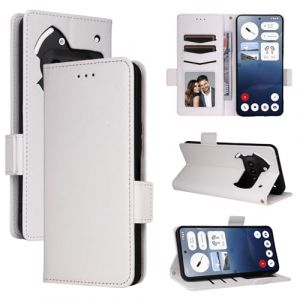 BELLA BEAR Coque pour Nothing Phone 3A, Étui Portefeuille en Cuir à Rabat magnétique, Étui de béquille, Étui de Protection Antichoc pour Nothing Phone 3A-Blanc (BELLA BEAR, neuf)