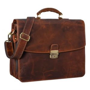 STILORD 'Loris' Serviette Homme Cuir Véritable XL Cartable avec Boucle Sac d'affaires Sac de Bureau Vintage Porte-Documents, Couleur:Florida - Marron (STILORD Cuir, neuf)