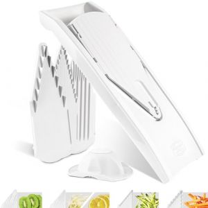 B&ouml;rner Mandoline V1 ClassicLine (Starter Set) &bull; Mandoline R&eacute;glable pour L&eacute;gumes & Fruits &bull; Avec 4 Inserts, Porte-fruits &bull; Coupe-l&eacute;gumes pour tranches, lamelles & d&eacute;s &bull; Blanc (B&ouml;rner Distribution International GmbH, neuf)
