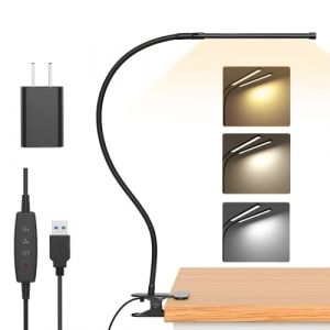 iZELL Lampe de Bureau LED Noir à 77 LED, 3 Températures de Couleur et 10 Niveaux de Luminosité, Col de Cygne Flexible de 40 cm, Alimentée par USB, Plastique Noir (iZELL-FR, neuf)