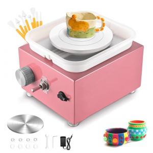 Tour de Potier, Couleeur 2000RPM Tour Poterie Électrique,avec Bassin en ABS Amovible et Plateau Tournant de 6.5/10cm Tour Potier Poterie Enfant et Adultes Outil de Bricolage pour Céramique(Rose) (LUCKY FLOWER LIMITED, neuf)