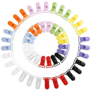 LIHAO Pince à Sucette Bretelle Attache Clip en Plastique - Lot de 50 pièces, 10 Couleurs (FANIXSHENGHUO, neuf)