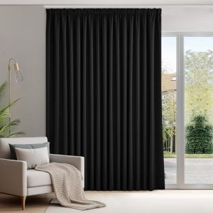Deconovo Rideaux Occultants Isolant Thermique Anti Froid, Rideaux pour Salon et Chambre, Design Moderne Galon Fronceur, 220x300 CM (Largeur x Hauteur), Noir, 1 Pièces (Deconovo-Home, neuf)