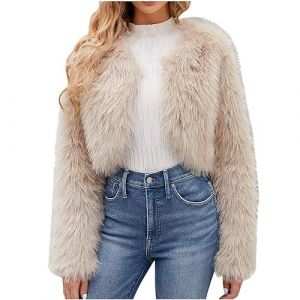 Manteau Femme Fourrure Grand Taille Hiver Chaud Elegant Manche Longues Mode Pas Cher Cardigan Fille Veste Fausse Fourrure Veste Courte en Polaire Chaude et Moelleuse Chaud Fausse Fourrure Moelleuse (⭐⭐⭐⭐⭐AEGJEGVD⭐⭐⭐⭐⭐, neuf)