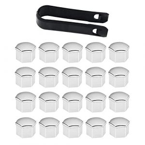 Cache Ecrou, Cache Boulon, Boulon Ecrou Couvre, 20 Pièces Capuchons D'écrou de Roue, Capuchons Protection Hexagonal pour écrous de Roue, avec Outil de Suppression pour Voitures, 17mm (charey, neuf)