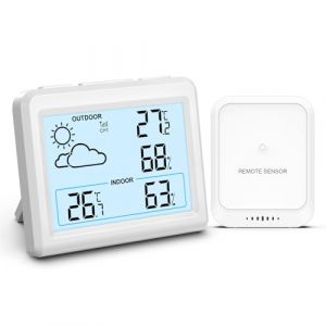 Brifit Thermomètre Intérieur et Extérieur, Station Météo sans Fil avec Capteur Extérieur, Grand Thermomètre Hygromètre, Thermomètre d'intérieur avec Prévisions Météo, Température, Rétroéclairage (Feytin FR, neuf)
