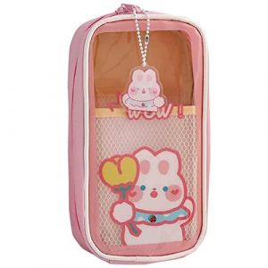Pomrone Trousse &agrave; Crayons Transparente avec Pendentif Kawaii Portable de Grande Capacit&eacute; pour Fille Gar&ccedil;ons, Imperm&eacute;able Trousse Scolaire pour Coll&egrave;ge Fournitures, C (amste, neuf)