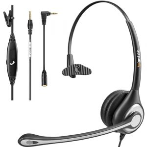 Wantek Casque PC t&eacute;l&eacute;phone Portable avec Microphone et contr&ocirc;le du Volume, Casque PC Prise Jack 3,5 mm pour iPhone Portable Skype Entreprise Centre d'appels webinaire Chat Clair Super l&eacute;ger (wantek, neuf)