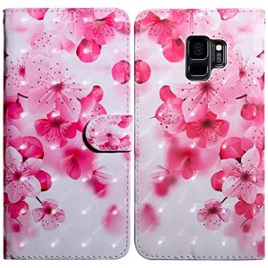 Rapuled Coque pour Samsung Galaxy S9, Housse Premium en Cuir Samsung S9, Magn&eacute;tique &agrave; Clapet Anti-Choc Flip Case Portefeuille PU Cuir &agrave; Rabat Housse &Eacute;tui de Protection avec Porte Cartes (Fleur 2) (Oldwen, neuf)