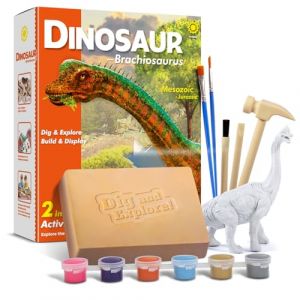 EGGBOX Kit de fouille de Squelette de Dinosaure pour Enfants, Set 2-en-1 de fouille et de Peinture de Brachiosaure, Jouet de Dinosaure pour Enfants 6 Ans, exp&eacute;riences de pal&eacute;ontologie et de fossiles (Dr. Daz, neuf)