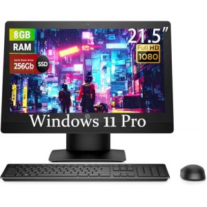 HP ProOne 600 G3 All-in-One Ordinateur de Bureau, FHD 21.5" (1920 x 1080), Intel Celeron G3930, 8GB RAM, 256GB SSD, No DVD, Clavier QWERTY am&eacute;ricains, Souris, USB WiFi, Windows 11 Pro (Refurbished) (TOM CHARCHAR, neuf)