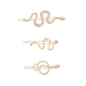 FRCOLOR 3 Pièces Épingle à Cheveux Serpent Coiffe De Serpent Bijoux De Cheveux Pinces à Cheveux En Bois De Cerf Pince à Cheveux Circulaire Pinces à Cheveux Strass Métal Golden (Laners, neuf)