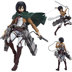 Figurine g&eacute;ante d'attaque de Staute de Mikasa Ackerman - Mod&egrave;le de figurine d'action - Visage interchangeable - Figurine en PVC faite &agrave; la main - Jouet de collection pour d&eacute;coration de bureau (jiumaocleu, neuf)