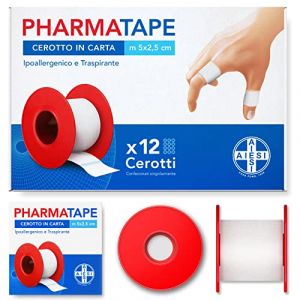 AIESI® Pansement adhésif en rouleau sur rouleau de papier hypoallergénique m 5x2,5 cm PHARMATAPE (Paquet de 12 pièces) (Medical Division, neuf)