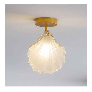 NOLLAM Luminaire Plafonnier Semi-encastré avec Abat-Jour en Verre Coquillage perlé, plafonnier Moderne doré pour Salle à Manger, café, Salon, Couloir, Chambre à Coucher Lampe (WIWEI, neuf)