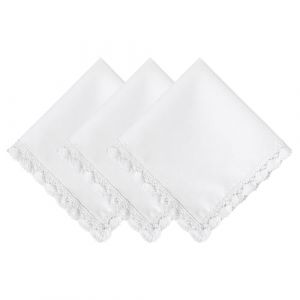 HOULIFE Mouchoirs en coton doux blanc pur pour femme avec bordure en dentelle pour f&ecirc;te de mariage (Houlife Hanky, neuf)