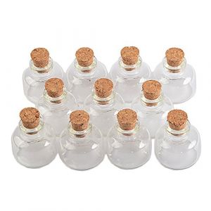 12pcs Fiole En Verre De Bocaux en Verre Transparente Avec Bouchon En li&egrave;ge, capacit&eacute; De Stockage De 10 ml, c'est Juste Une De 9 Mod&egrave;le Diff&eacute;rents (12, 10ml) (Bottles Factory Store, neuf)