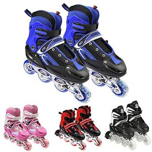 Supfine Rollers Enfants - Rollers en Ligne Comfortable avec Roues Lumineuses Taille Réglable - S/M 31-38 - Patins à roulettes pour Filles et Garçons (Bleu, M:35-38) (hlang EU, neuf)