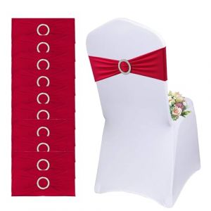 QeeFop Lot de 50 Écharpes De Chaise Élastiques avec Boucle Ronde - Housse de Chaise et Ceinture Extensible Décoration pour Mariage, Banquet, Noël, Réception, Fête d'anniversaire (Barbie-Rose) (Gelaiyu Tech, neuf)