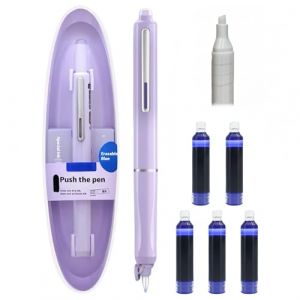 Générique Stylo-Plume Rétractable : 0,38 mm, Encre Bleue Et Noire, Corps du stylo de couleur, 5 cartouches D’encre Rechargeables Incluses. Pour Une écriture (Violet, Bleu effaçable) (huangshanshijingmiaomiaodianzishangwuyouxiangongsi, neuf)