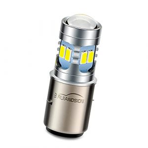 Ruiandsion BA20D - Ampoule de phare LED pour moto - 6-24V - Super lumineuse - 5730 - 12 puces LED SMD - Ampoules H6 pour phare de moto avec faisceau haut/bas - Blanc (Ruiandsion, neuf)