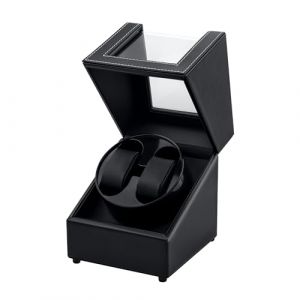 Mcbazel Remontoir Montre Automatique Cuir Boîte de Remontoir à Double Montre,USB-DC Chargeant le Double Ecrins pour Montres Automatiques d'unité Rotative à Double Montre Silencieux 2 Mode Rotation (TransChased, neuf)