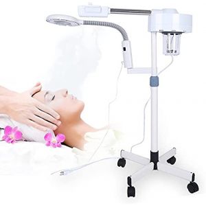 2 EN 1 sauna facial vapeur Vaporisateur Facial Paquebot avec 3 x lED lampe loupe, chaud Brouillard Humidificateur thermal Spa Facial sauna vapeur Mist Soin de la peau avec support (Cusco-eu, neuf)