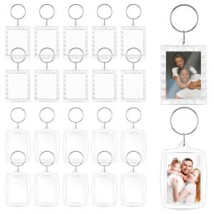 20 Pièces Porte-Clés Photo, Porte Cle Photo Transparent en Acrylique avec Anneau Brisé, Porte Clé Photo Personnalisé Rectangle pour Famille, des Couples, DIY Souvenir (Fantasyon, neuf)
