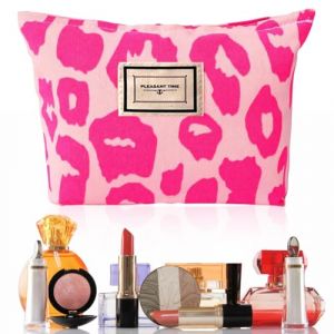 WeddHuis 1 pcs Trousse de Maquillage Portable de Voyage pour Femme,Grand capacit&eacute;,Tendance et d&eacute;contract&eacute;,Trousse de Toilette,Valise esthetique,Kulturbeutel (Motif l&eacute;opard Rose) (UAB LIDMIBI LT, neuf)