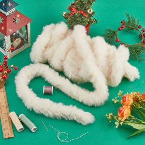 GORGECRAFT 4.8m Fourrure de Lapin Artificielle 5cm Bandes de Fausse Fourrure Beige Fausse Fourrure de No&euml;l Ruban Artisanal pour Bricolage Couture Artisanat Capes Chapeaux Bordures de Chaussures (GORGECRAFT FR, neuf)