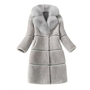L9WEI Manteau en fourrure pour femme élégant manteau d'hiver chaud en fausse fourrure moelleuse manteau d'hiver pour femme manteau en fourrure avec capuche, X02-Grey, XL (HFGFIVG, neuf)