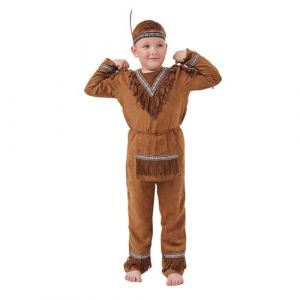Generisch Costume d'Halloween pour gar&ccedil;on, chef indien, jeu de r&ocirc;le, costume de carnaval, costume pour enfant, marron, 4-6 ans (buyNI SHOP, neuf)