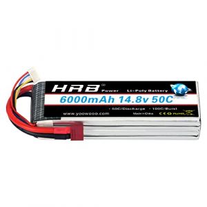 HRB RC Batterie Lipo 4S 50C 14,8V 6000mAh T Lipo Pack Batterie pour mod&eacute;lisme RC Car Heli B&acirc;che Boat Truck FPV Voiture h&eacute;licopt&egrave;re Avion Toys (Deans T Plug) (HRB POWER Official store, neuf)