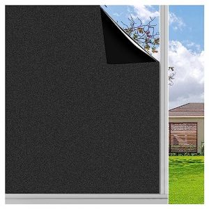 Finnez Fen&ecirc;tre Verre D&eacute;poli Film Intimit&eacute; Auto-Adh&eacute;sif Opaque Anti-UV Statique pour Salle de Bain Bureau Noir Mat 90 x 200cm (FINNEZ-Euro, neuf)