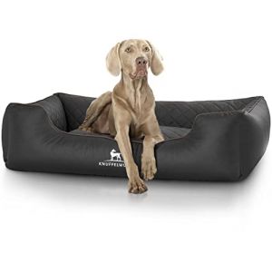 Knuffelwuff Panier orthopédique pour chien lit pour chien Madison en similicuir piqué au laser Noir M-L 85 x 63cm (Knuffelwuff, neuf)