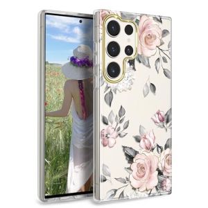 JIAXIUFEN Coque transparente &agrave; paillettes pour Galaxy S24 Ultra - Coque de protection fine et r&eacute;sistante aux chocs avec dos rigide en TPU pour Samsung Galaxy S24 Ultra 5G 6,8" de 2024 - Rose rose (RXKEJIEU, neuf)