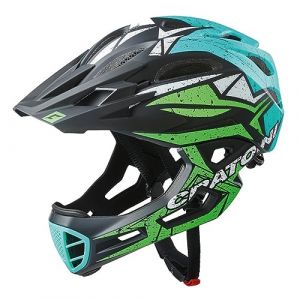 Cratoni C-Maniac Pro Casque de vélo Downhill BMX casque intégral avec mentonnière (noir-vert-turquoise, L-XL (58-61 cm)) (Wetterladen - Freizeit- und Sportartikel, neuf)