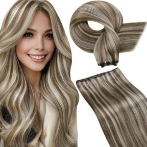 LaaVoo Extension Tissage Cheveux Natural Blond Extension Cheveux Natural Tissage Highlight Brun Clair Mixte Blond Platine 30cm 80g Tissage Cheveux Natural Extension Lisse #P8/60 (Laavoo, neuf)