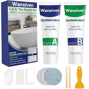 Wansiven Kit de réparation de baignoire, kit de réparation de carrelage et douche en émail, kit de réparation de fissures de baignoire pour réparer les rayures, les trous, les fissures（100g） (Donaldeu, neuf)